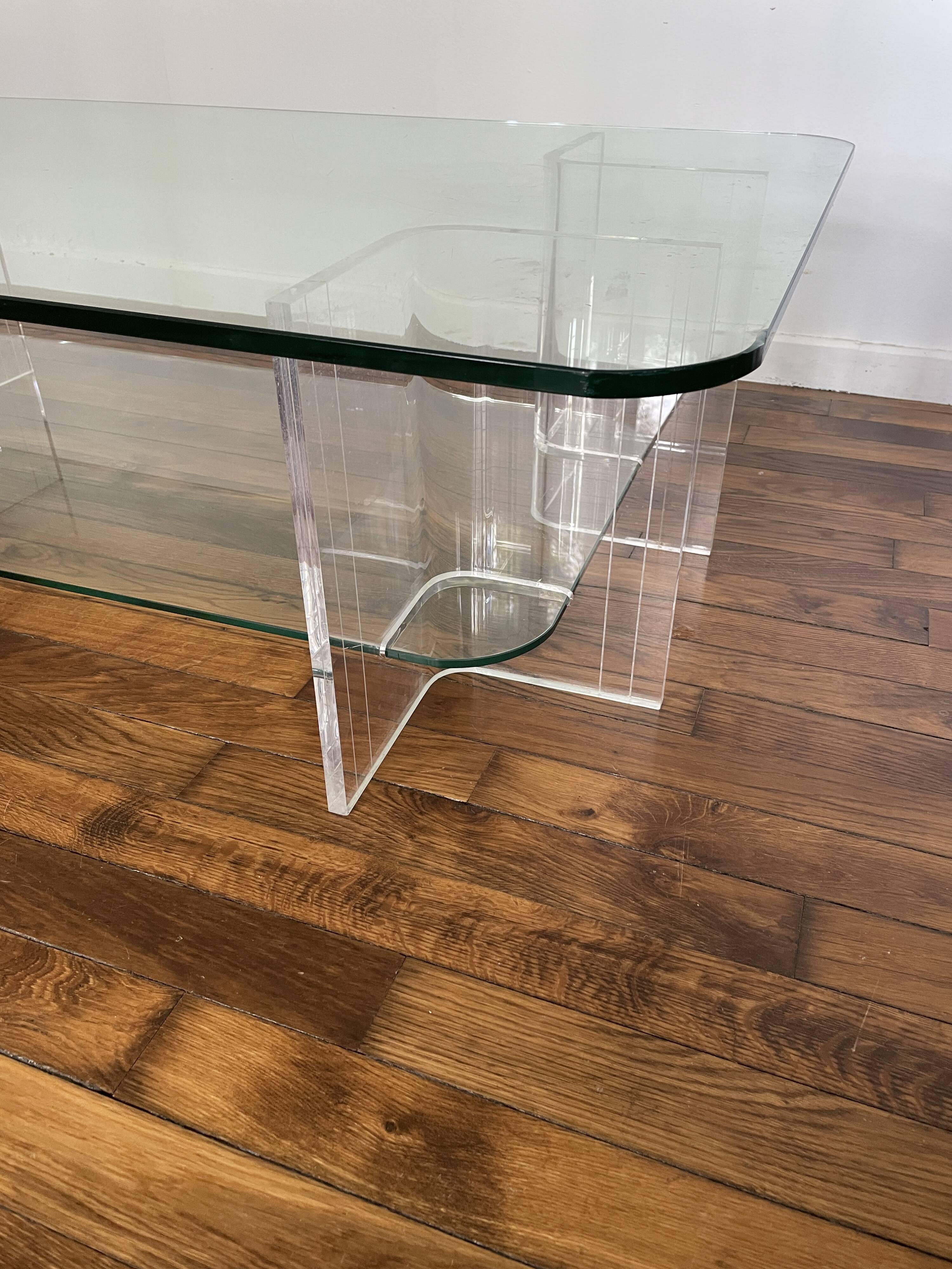 Table Basse en Verre et Plexi Vintage