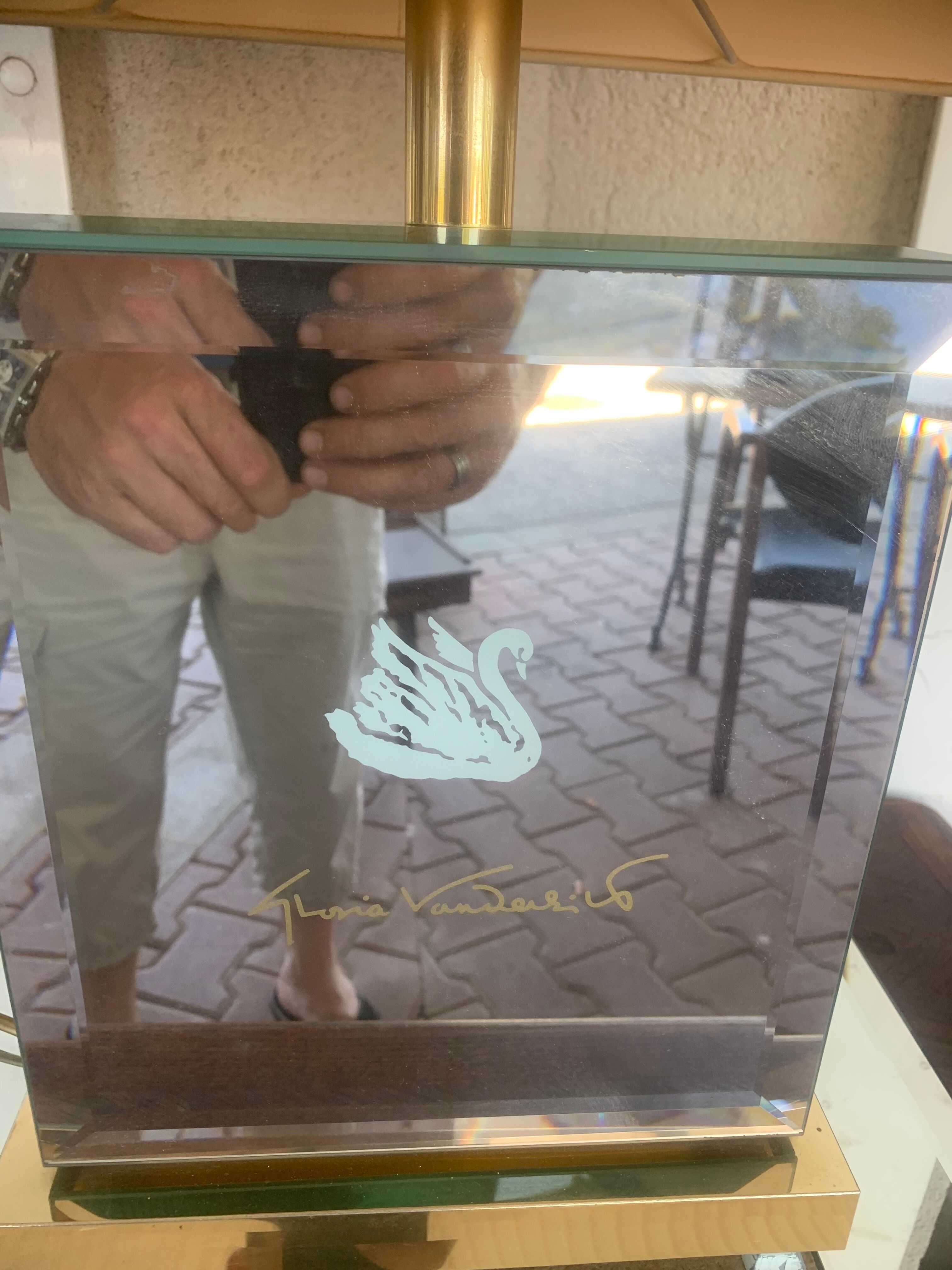 Gloria Vanderbilt lamp with bevelled mirror