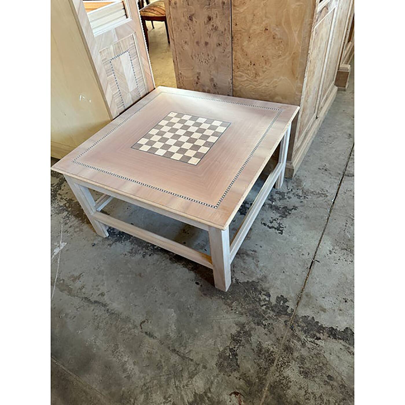 Italian Square Natural Coffee-Table With Chessboard