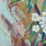 Peinture à l’huile de nature morte « pot de fleurs »  milieu du 20ème siècle