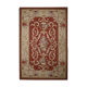 Small Handwoven Red Beige Needlepoint Rug- 61x91cm