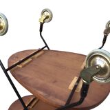 Vintage Scandinavian serving trolley in teak and metal, metal wheels, 1960s