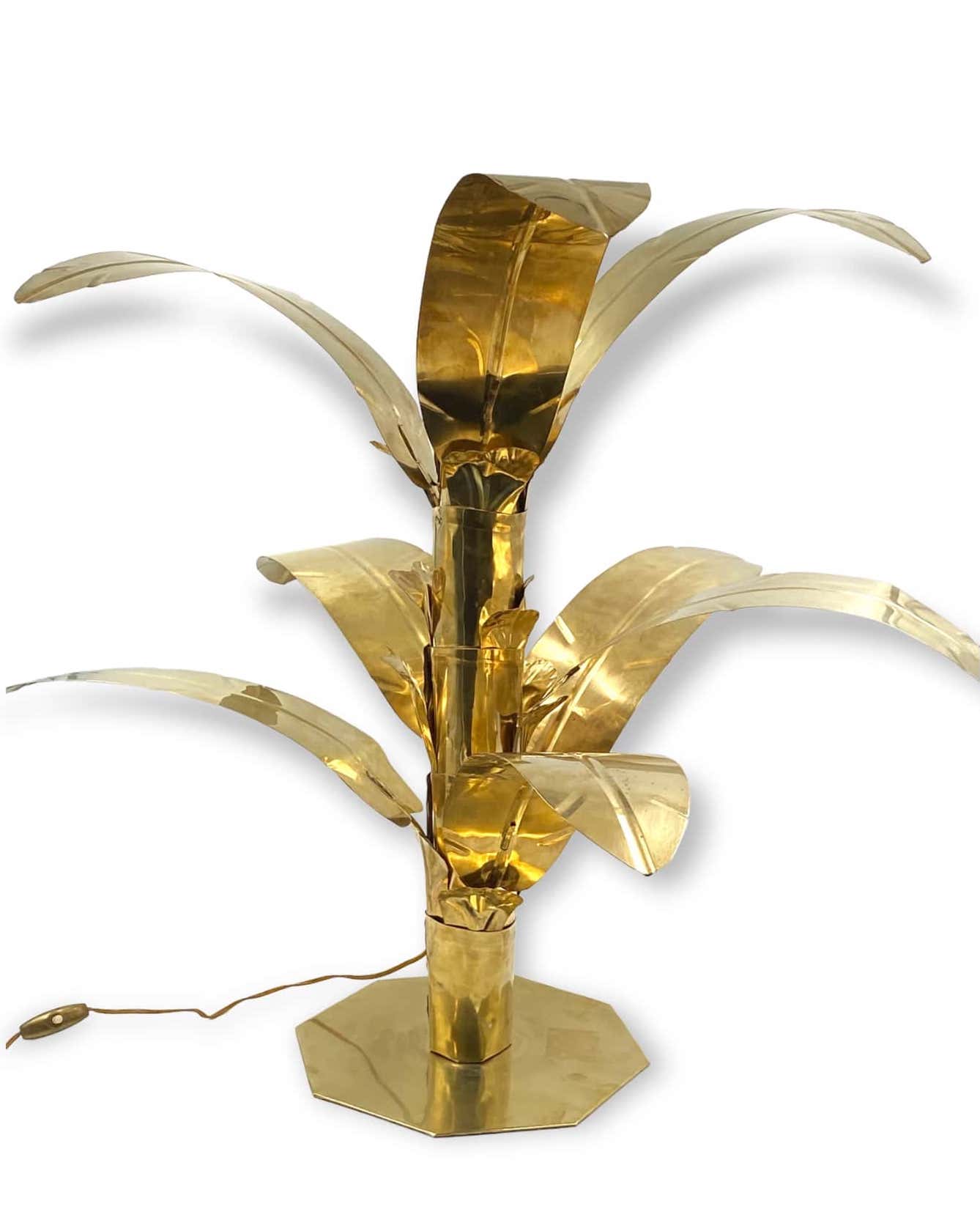 Palm tree brass floor/table lamp, Bottega Gadda Italy, 1960