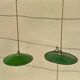 Industrial suspension pair with XL enamelled metal lampshade.