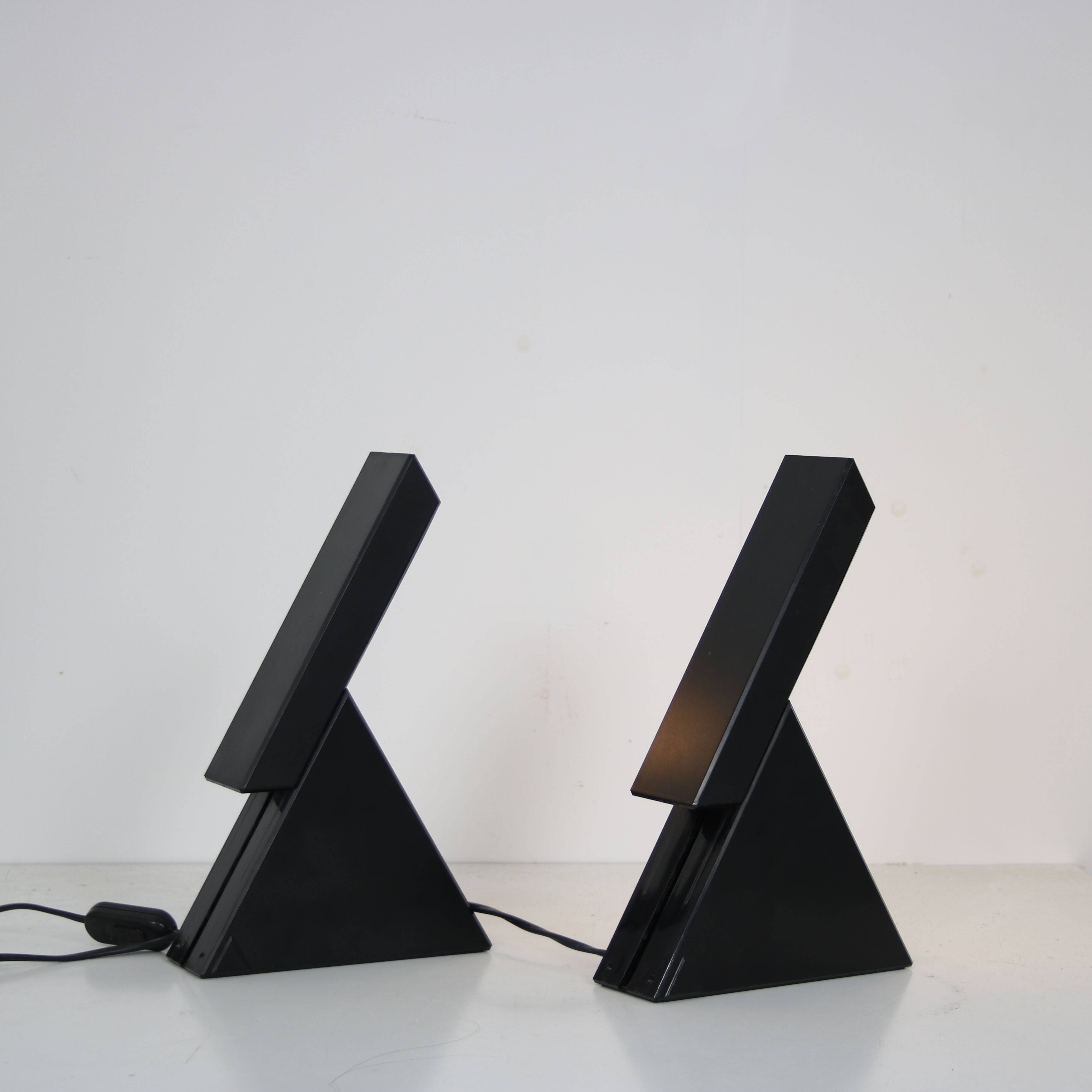 1980s Pair of “Delta” table lamps by Mario Bertorella for JM RDM, Italy