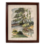 Original watercolor signed Douet (20th century)