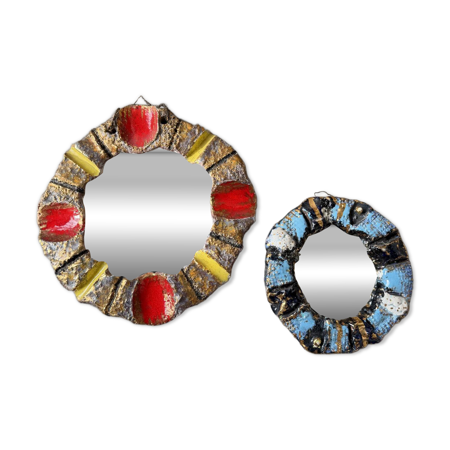 Pair of ceramic mirrors 1950 dlg Mithé