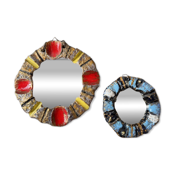 Paire de miroir céramique 1950 dlg Mithé