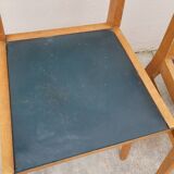 Series of 3 vintage chairs with compass legs - 1950s