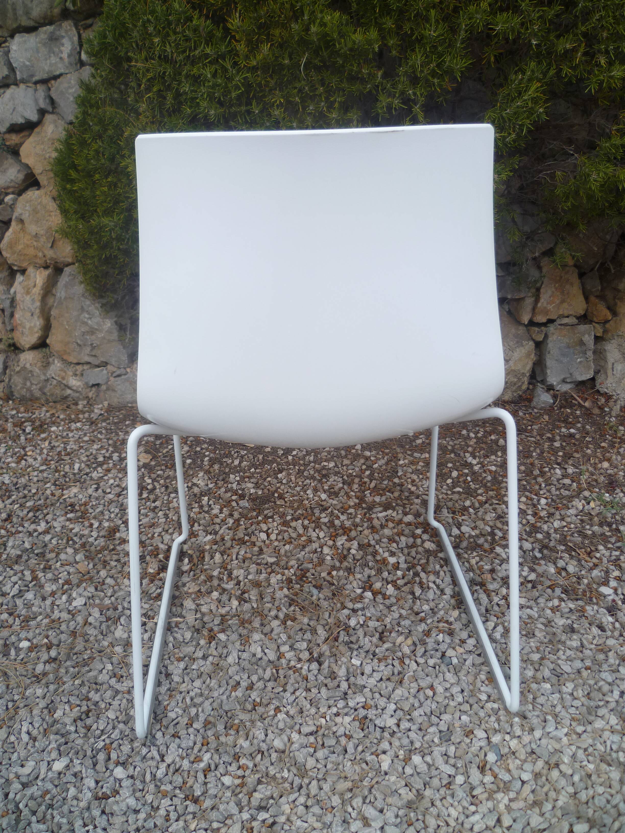 Arper design chair catifa 46 by lievore altherr molina chrome legs white shell