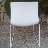 Arper design chair catifa 46 by lievore altherr molina chrome legs white shell
