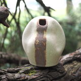 Free-form Soliflore - cracked white enamel - organic ceramic - 80s
