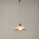 Vintage French Art Deco Opaline Glass Pendant Light Clear Frilled Edge