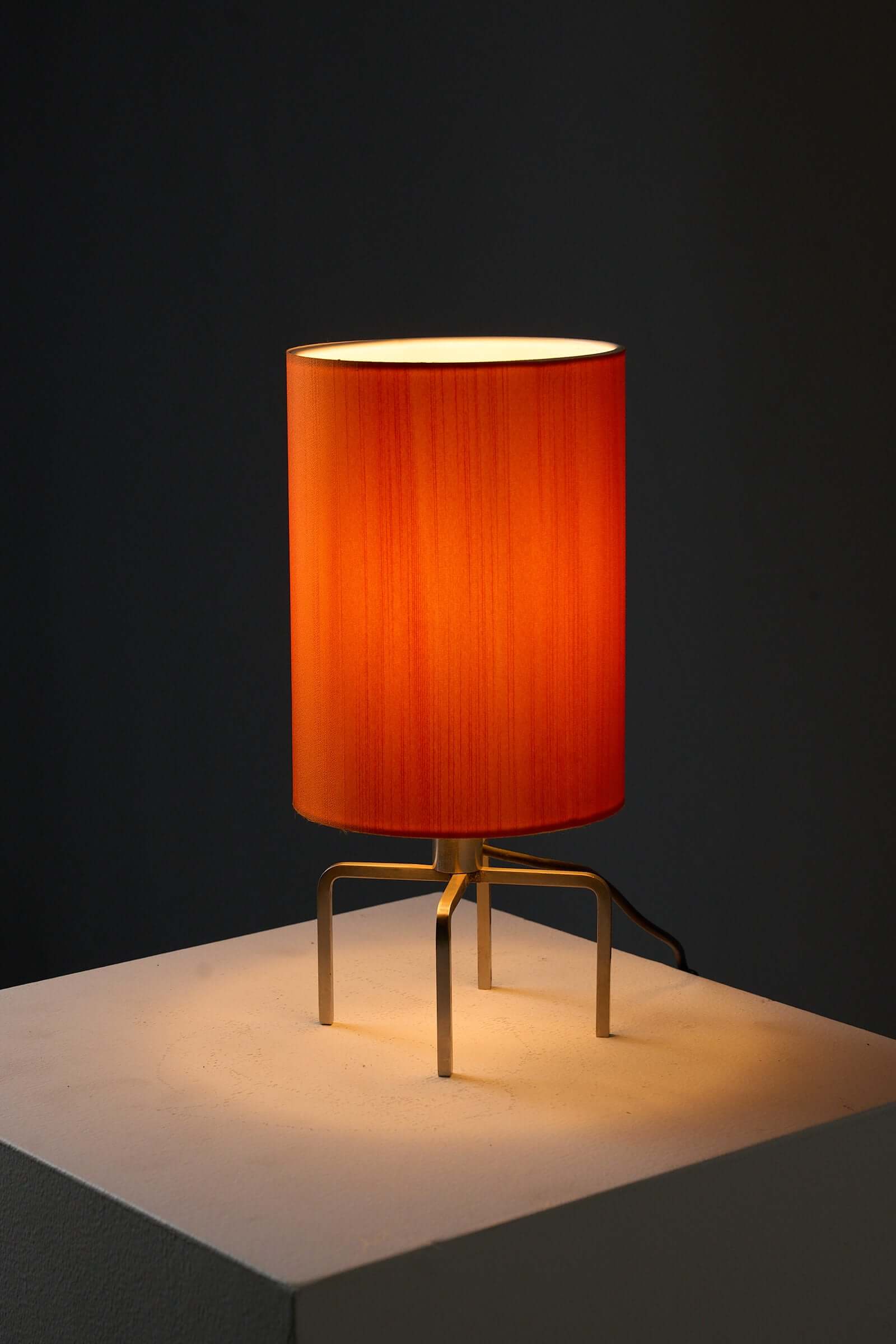 Mid-century Artiforte table lamp with orange textile shade, Netherlands, 1950s