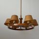 6 wooden paper head chandeliers with brass details, 1960s, Germany