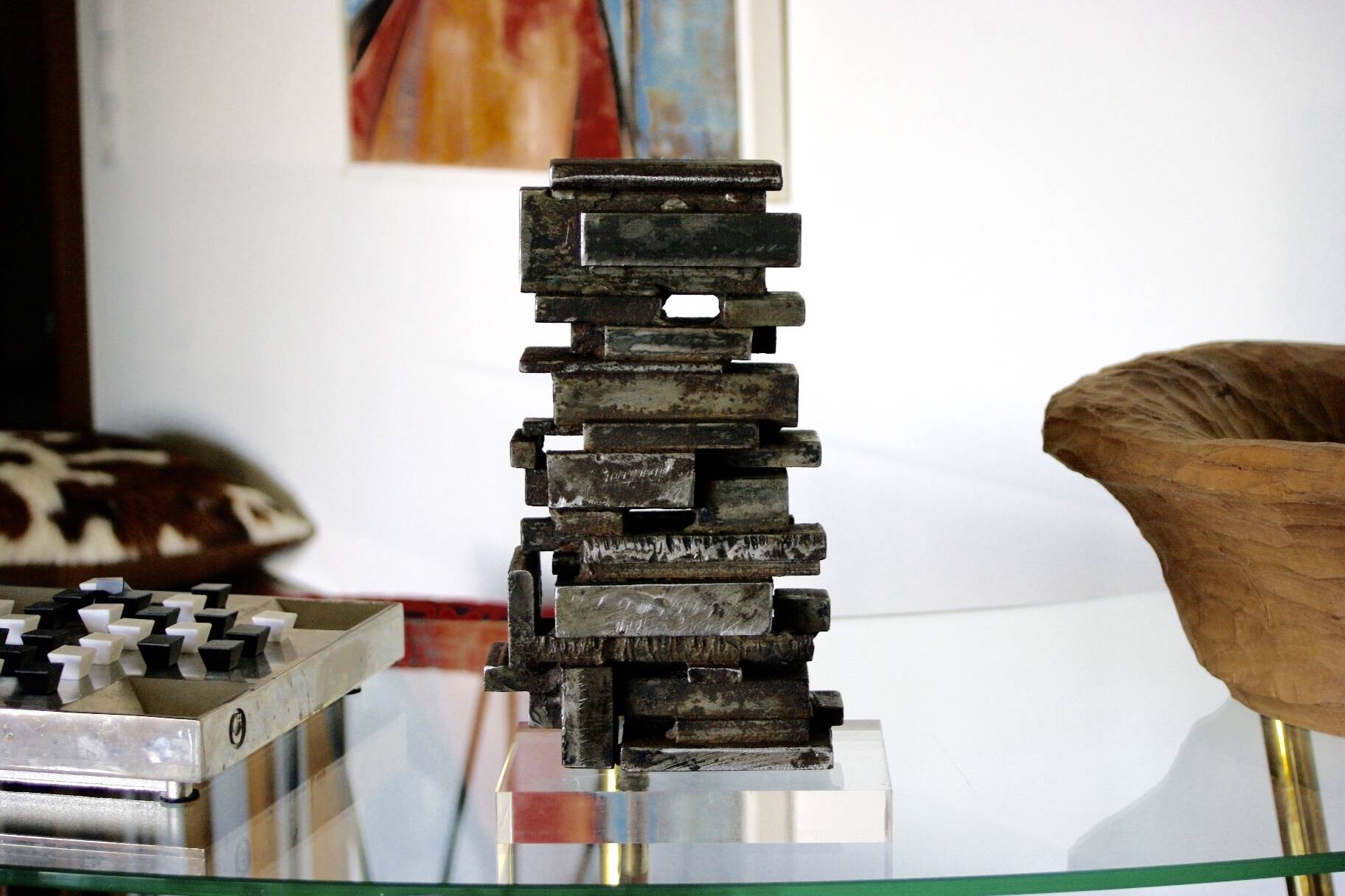 Vintage steel blade sculpture