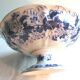 Fruit cup on pedestal, signed Creil Montereau, Flora: Hawthorn and oats