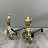 Exceptional Louis XVI Style Bronze Andirons, 19th Century