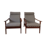 Pair of Scandinavian armchairs in teak 60s
