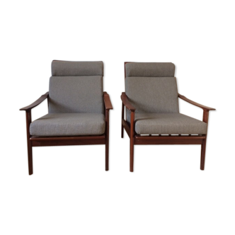 Pair of Scandinavian armchairs in teak 60s