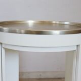 Space Age White Bar Cart On Wheels With Sliding Door, 1960s