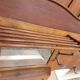 coat rack, hooks, wood and metal, vintage