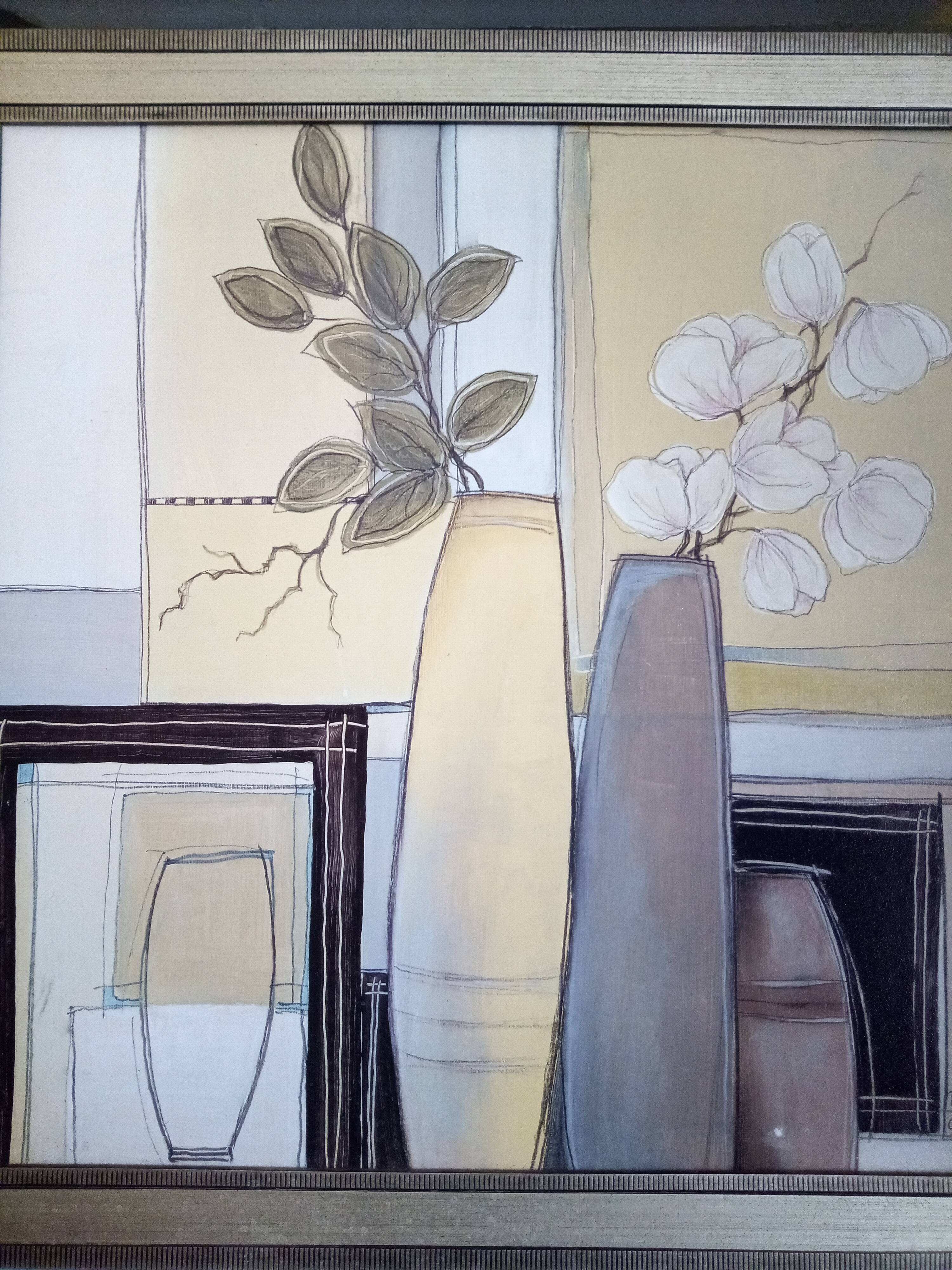 Still life with vase and flowers, oil on panel signed Dlawe Gisku, year 2001