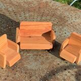 Set of furniture for dolls and dolls' houses, handcrafted, consisting of a sofa and two armchairs