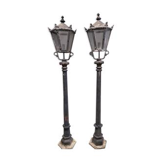 Paire de grands lampadaires de ville art nouveau