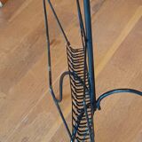 vintage wrought iron floor lamp with magazine rack 1960