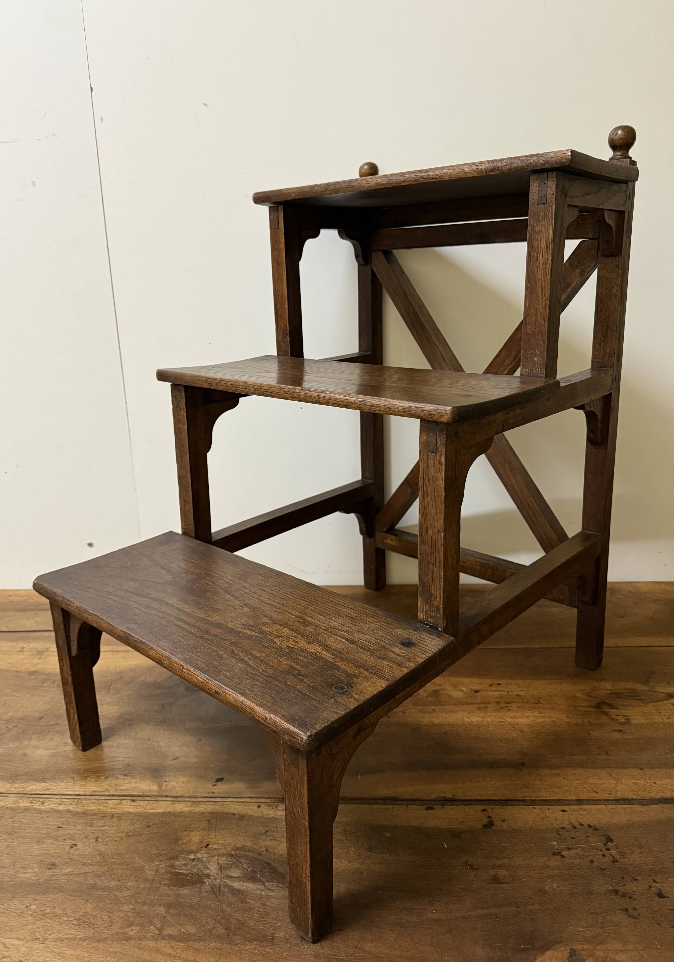 Library step ladder in oak