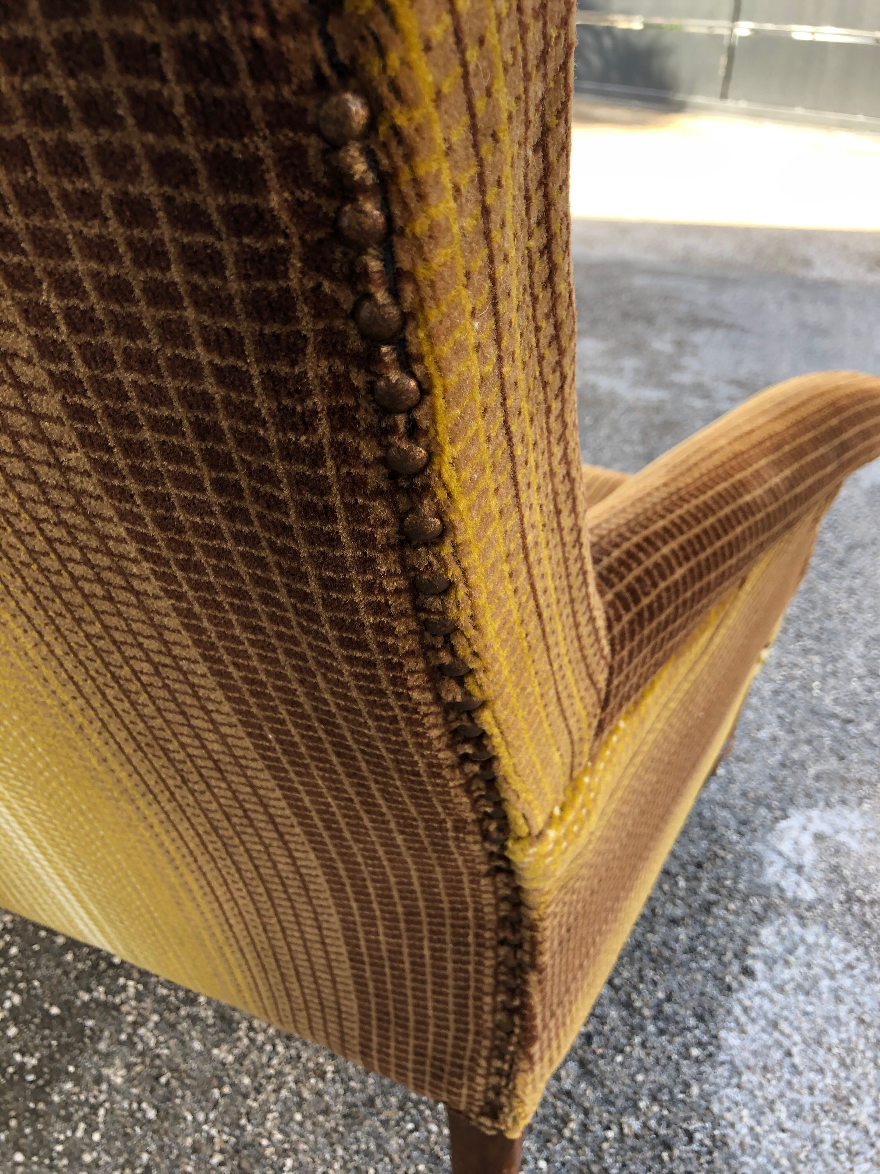 Striped velvet armchair