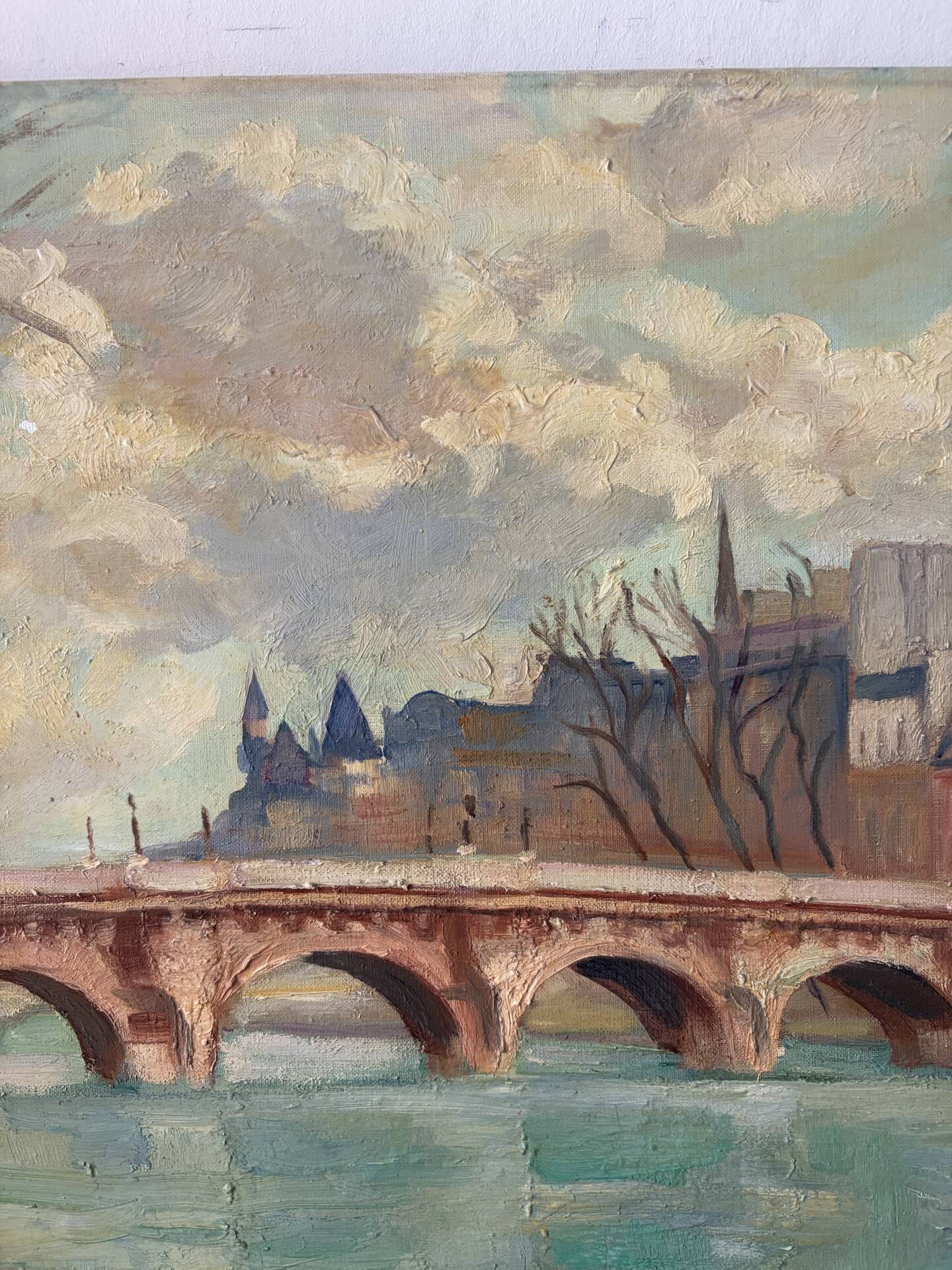 Pont Neuf à Paris, huile sur toile signé 1979