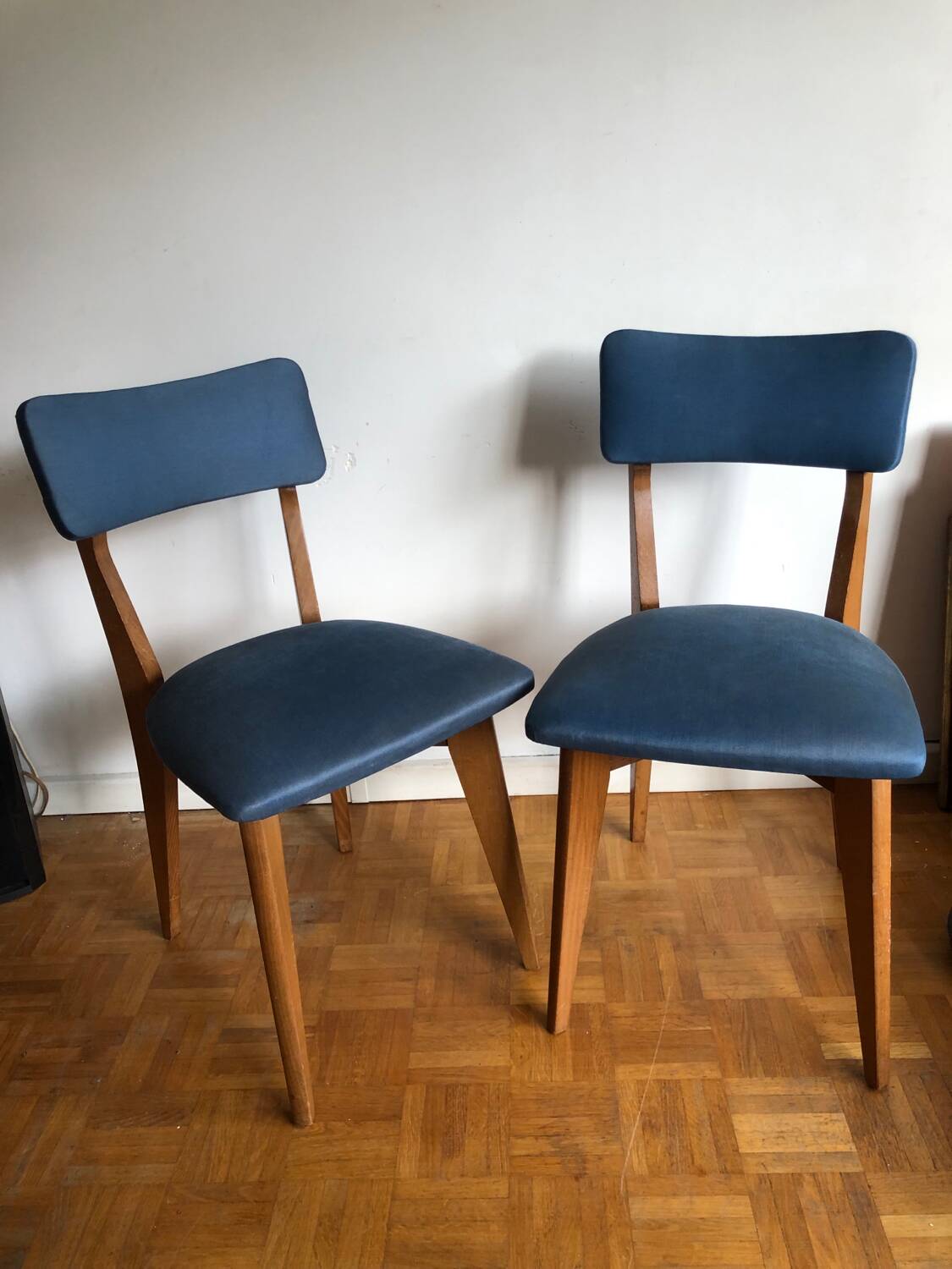 Pair of vintage blue chairs 1950