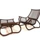 Manou rattan lounge chair in pagoda style with ottoman