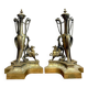 Pair of very large castle andirons in gilded bronze from the Napoleon III period