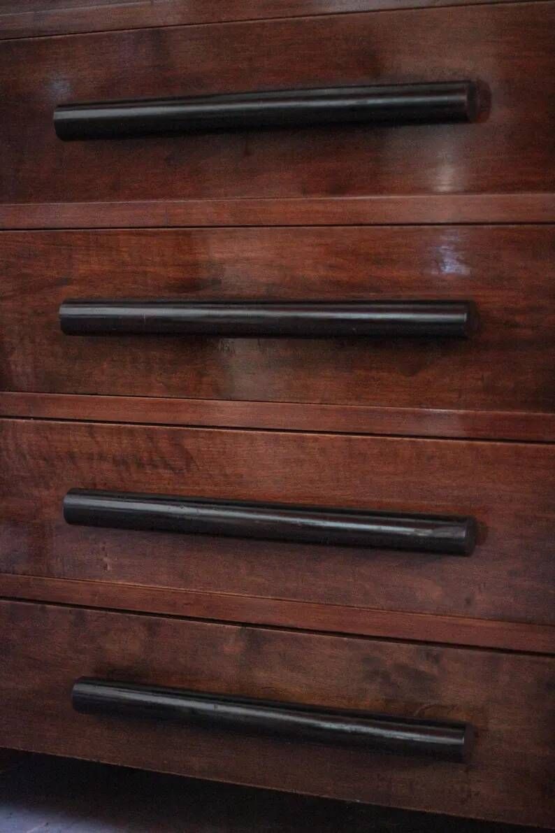 Art Deco furniture, Art Deco wooden sideboard with mirror, storage furniture, interior decoration.