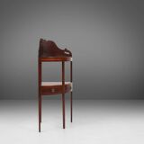 Elegant antique corner cabinet with wood inlay and 2 drawers, France ca. 1850