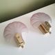 Pair of sconces shell pressed glass sand and golden steel 1970