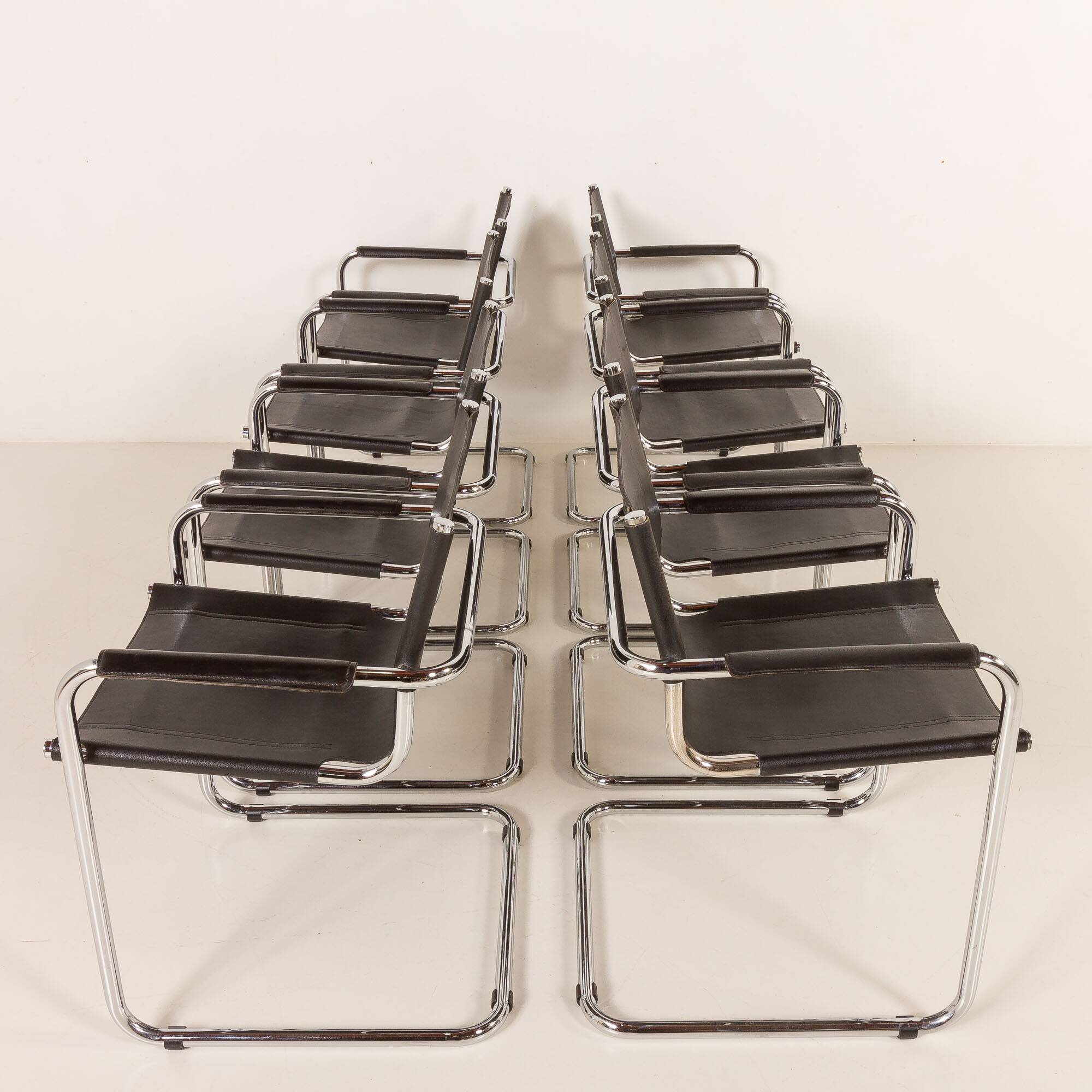 Bauhaus style Italian chairs attr. to Matteograssi, set of 8, 1970s