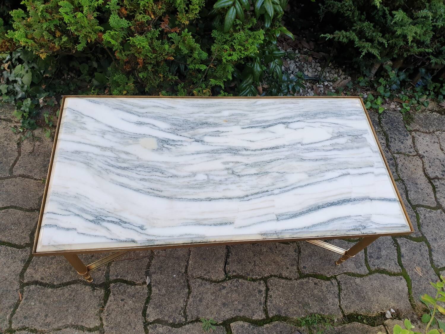 Marble and brass coffee table