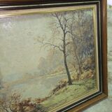 Oil on canvas – Landscape by the water – signed H. David – 20th century