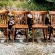 6 chaises bistrot en bois courbé années 60
