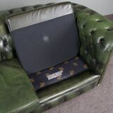 Chesterfield sofa in green cowhide leather