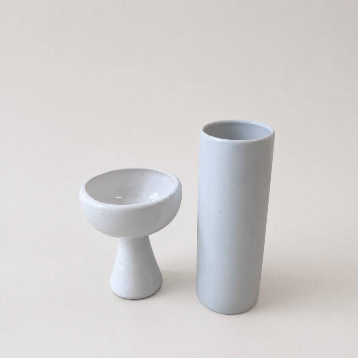 Soliflore et bougeoir en porcelaine