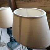 Paire de lampes en verre bleuté
