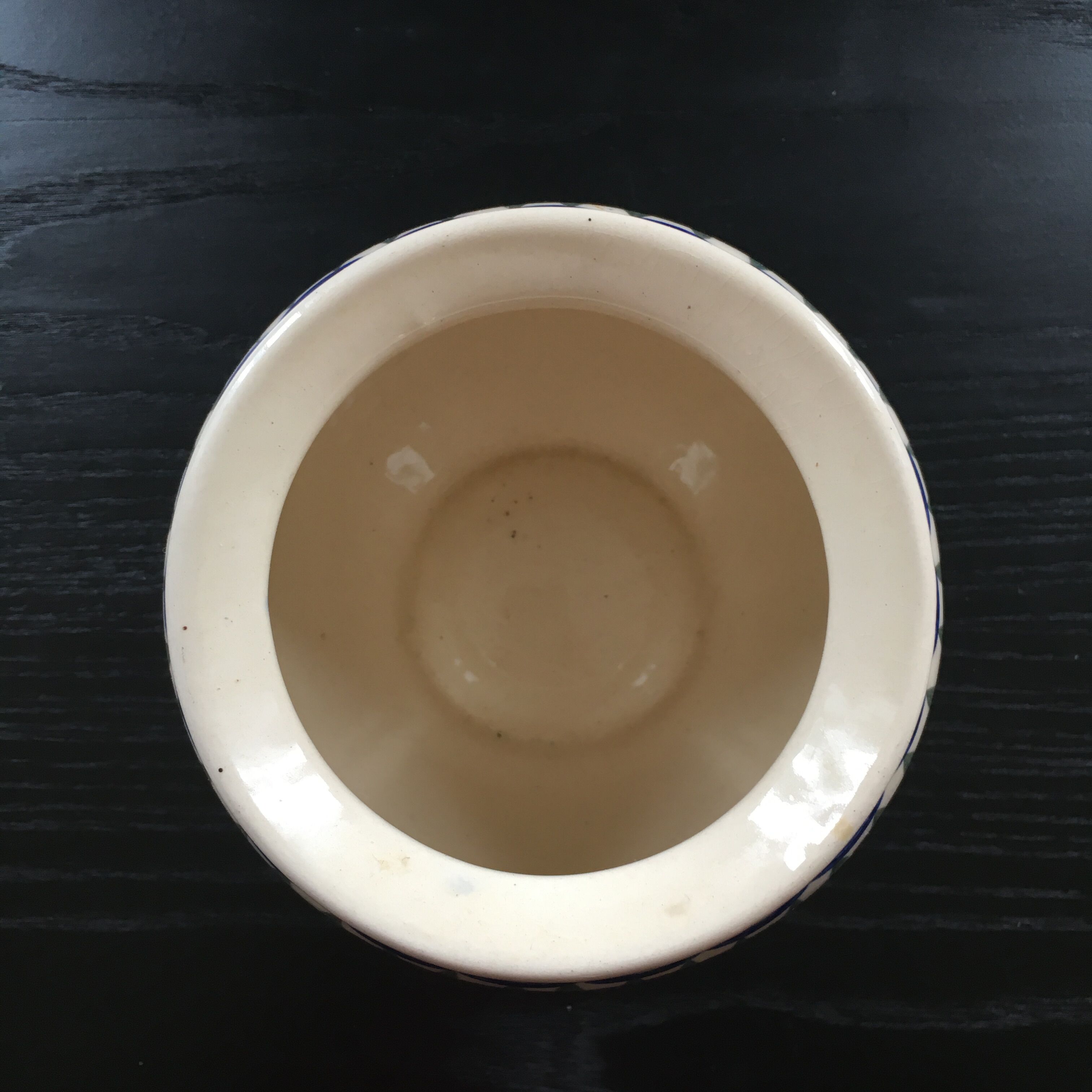 Vase boule décor bleu