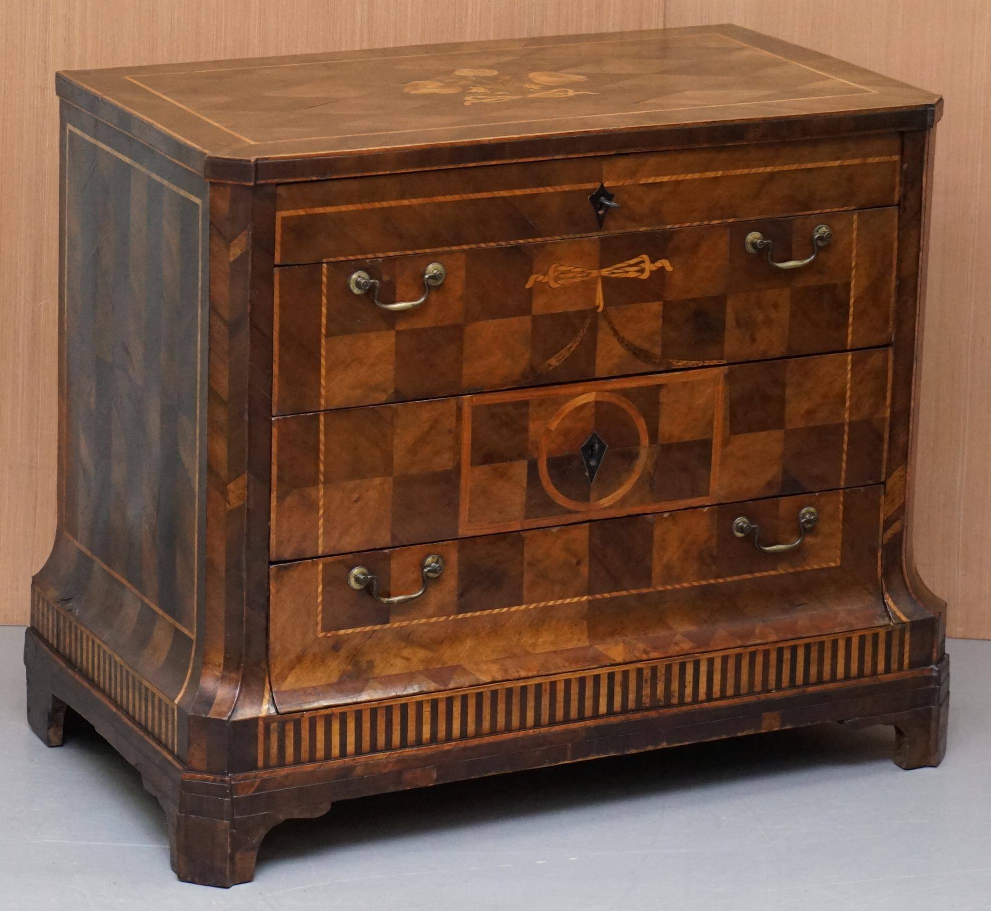 Rare commode with continental marquetry parquetry circa 1780