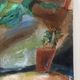The repotting table, still life, oil on canvas.