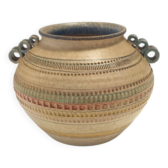 Vase en faïence modelé et peint à la main par Italica Ars, Florence, Italie